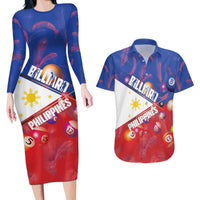 Personalised Philippines Billiards Couples Matching Long Sleeve Bodycon Dress and Hawaiian Shirt Cue With Balls Flag Style - Polynesian Pride