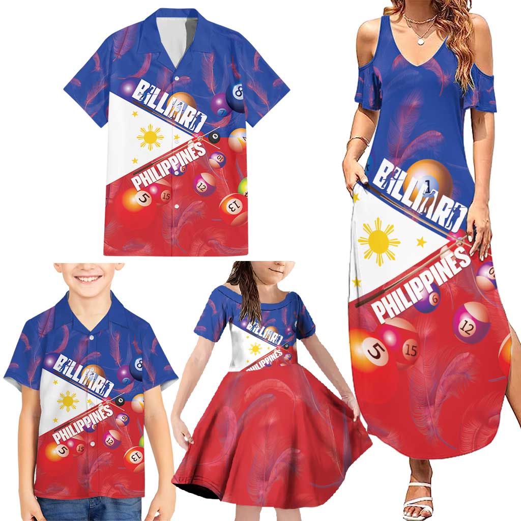 Personalised Philippines Billiards Family Matching Summer Maxi Dress and Hawaiian Shirt Cue With Balls Flag Style - Polynesian Pride