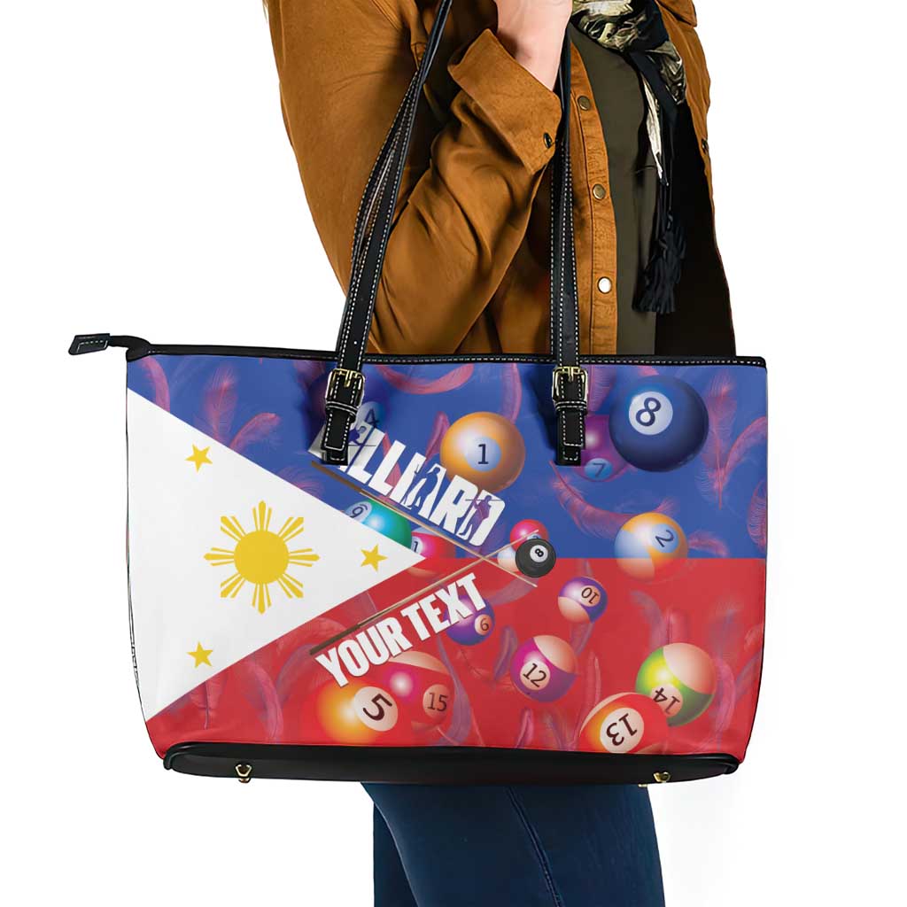 Personalised Philippines Billiards Leather Tote Bag Cue With Balls Flag Style - Polynesian Pride