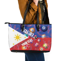 Personalised Philippines Billiards Leather Tote Bag Cue With Balls Flag Style - Polynesian Pride