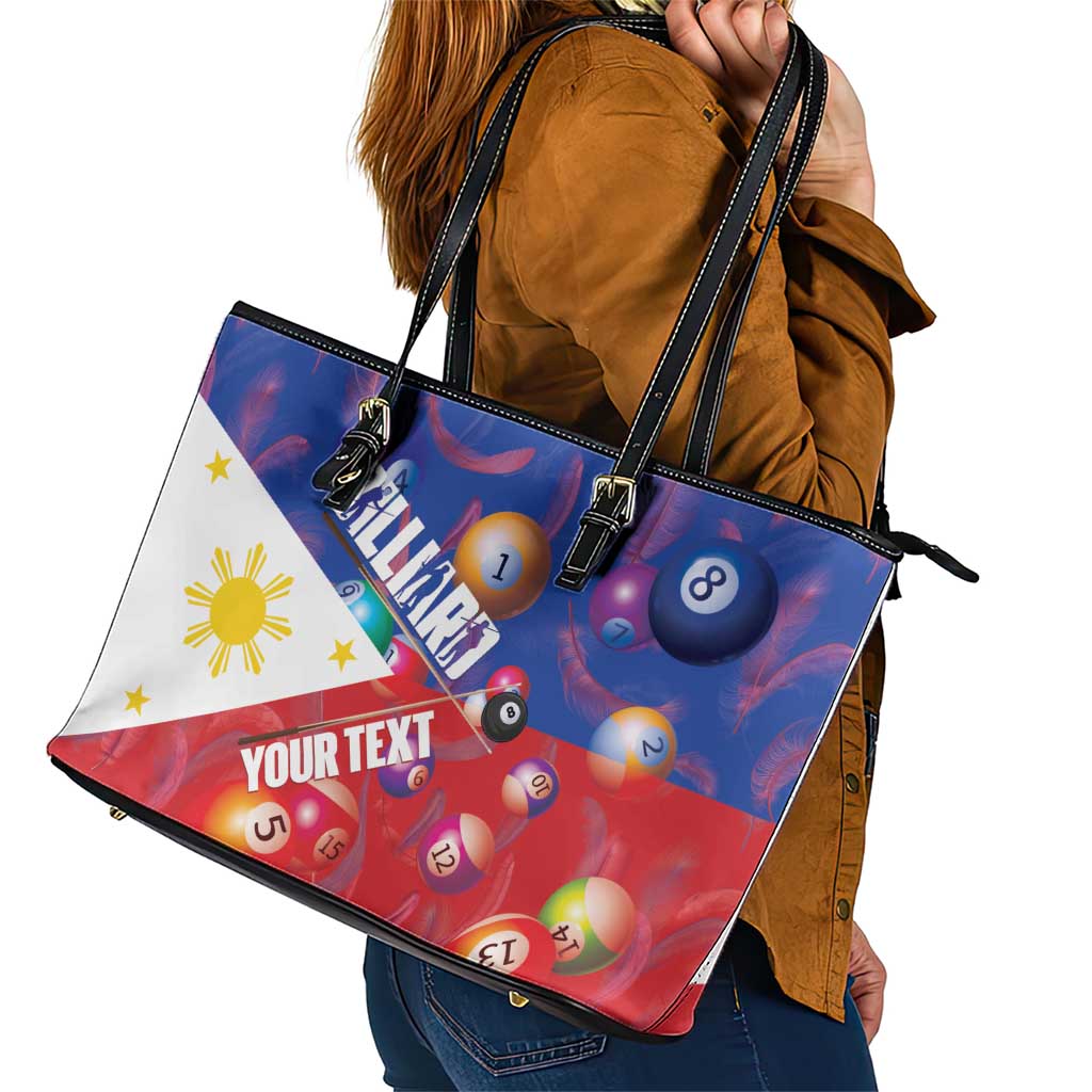 Personalised Philippines Billiards Leather Tote Bag Cue With Balls Flag Style - Polynesian Pride