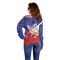 Personalised Philippines Billiards Off Shoulder Sweater Cue With Balls Flag Style - Polynesian Pride