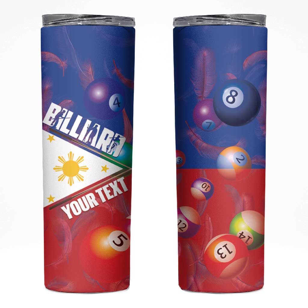 Personalised Philippines Billiards Skinny Tumbler Cue With Balls Flag Style - Polynesian Pride