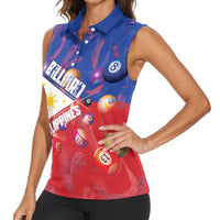 Personalised Philippines Billiards Women Sleeveless Polo Shirt Cue With Balls Flag Style - Polynesian Pride