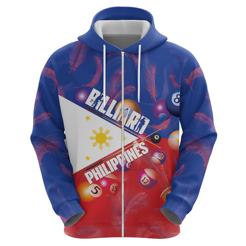 Personalised Philippines Billiards Zip Hoodie Cue With Balls Flag Style - Polynesian Pride
