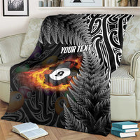 Personalised New Zealand Billiards Blanket Maori Fern On Fire 8 Ball - Polynesian Pride