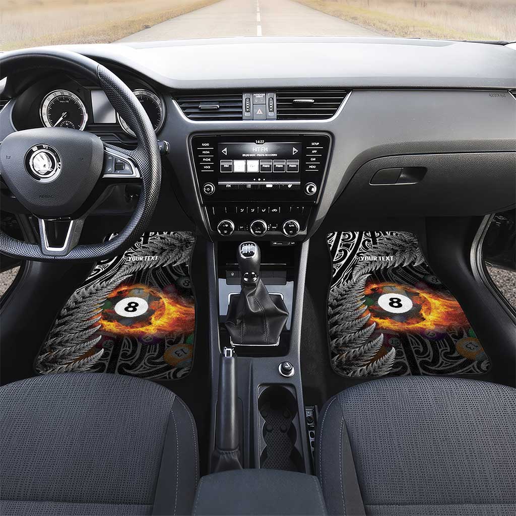 Personalised New Zealand Billiards Car Mats Maori Fern On Fire 8 Ball - Polynesian Pride