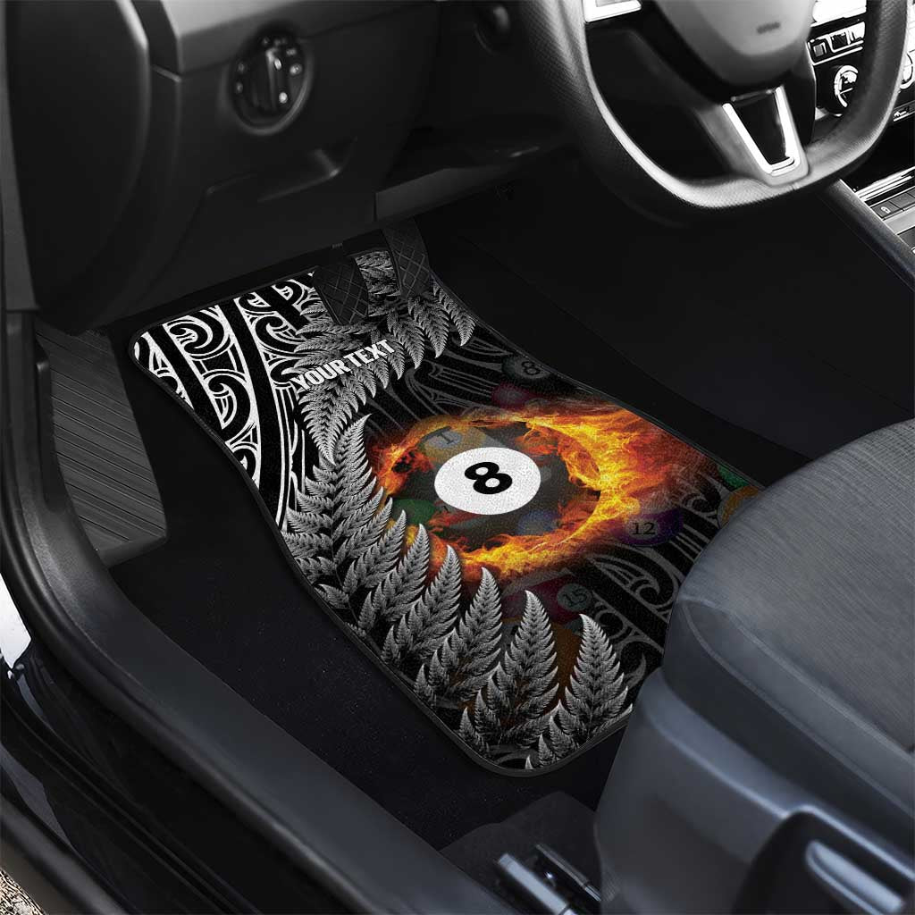 Personalised New Zealand Billiards Car Mats Maori Fern On Fire 8 Ball - Polynesian Pride