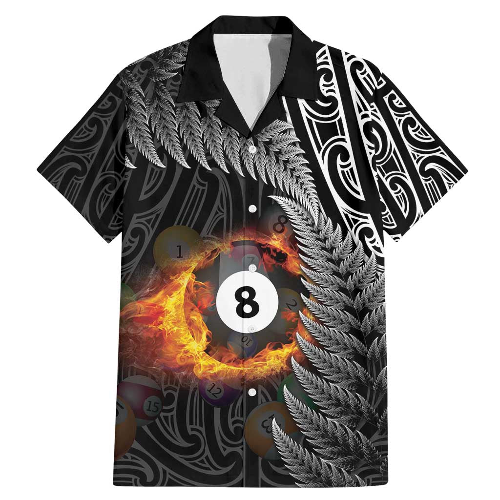 Personalised New Zealand Billiards Family Matching Mermaid Dress and Hawaiian Shirt Maori Fern On Fire 8 Ball - Polynesian Pride
