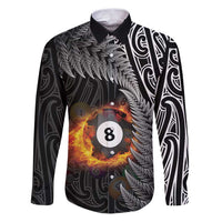 Personalised New Zealand Billiards Family Matching Puletasi and Hawaiian Shirt Maori Fern On Fire 8 Ball - Polynesian Pride