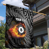 Personalised New Zealand Billiards Garden Flag Maori Fern On Fire 8 Ball - Polynesian Pride
