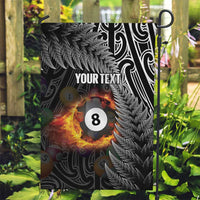 Personalised New Zealand Billiards Garden Flag Maori Fern On Fire 8 Ball - Polynesian Pride