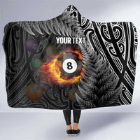 Personalised New Zealand Billiards Hooded Blanket Maori Fern On Fire 8 Ball - Polynesian Pride