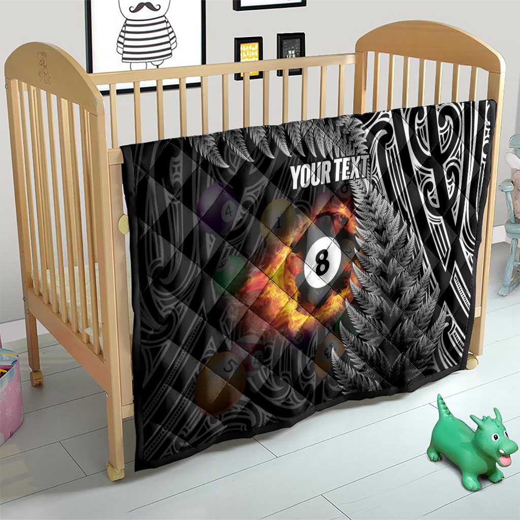 Personalised New Zealand Billiards Quilt Maori Fern On Fire 8 Ball - Polynesian Pride