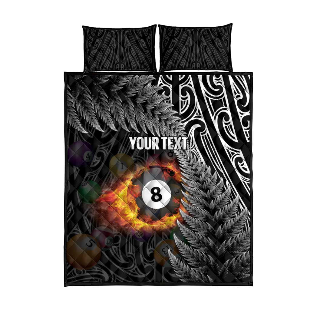 Personalised New Zealand Billiards Quilt Bed Set Maori Fern On Fire 8 Ball - Polynesian Pride