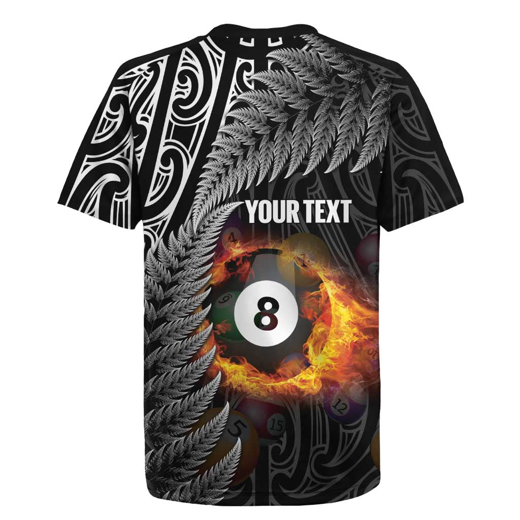 Personalised New Zealand Billiards Rugby Jersey Maori Fern On Fire 8 Ball LT14 - Polynesian Pride