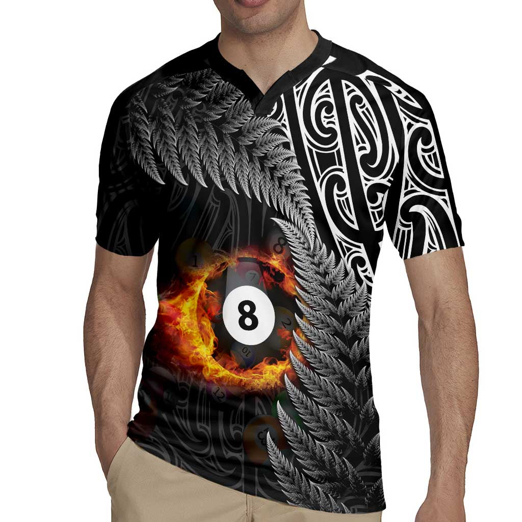 Personalised New Zealand Billiards Rugby Jersey Maori Fern On Fire 8 Ball LT14 - Polynesian Pride