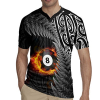 Personalised New Zealand Billiards Rugby Jersey Maori Fern On Fire 8 Ball LT14 - Polynesian Pride