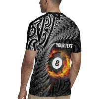Personalised New Zealand Billiards Rugby Jersey Maori Fern On Fire 8 Ball LT14 - Polynesian Pride