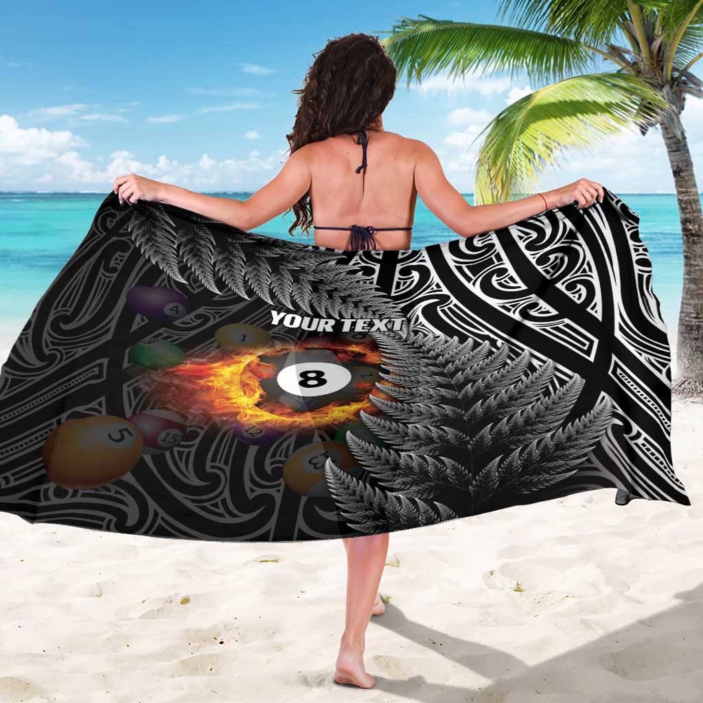 Personalised New Zealand Billiards Sarong Maori Fern On Fire 8 Ball - Polynesian Pride