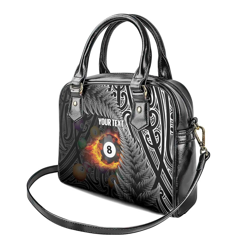 Personalised New Zealand Billiards Shoulder Handbag Maori Fern On Fire 8 Ball - Polynesian Pride