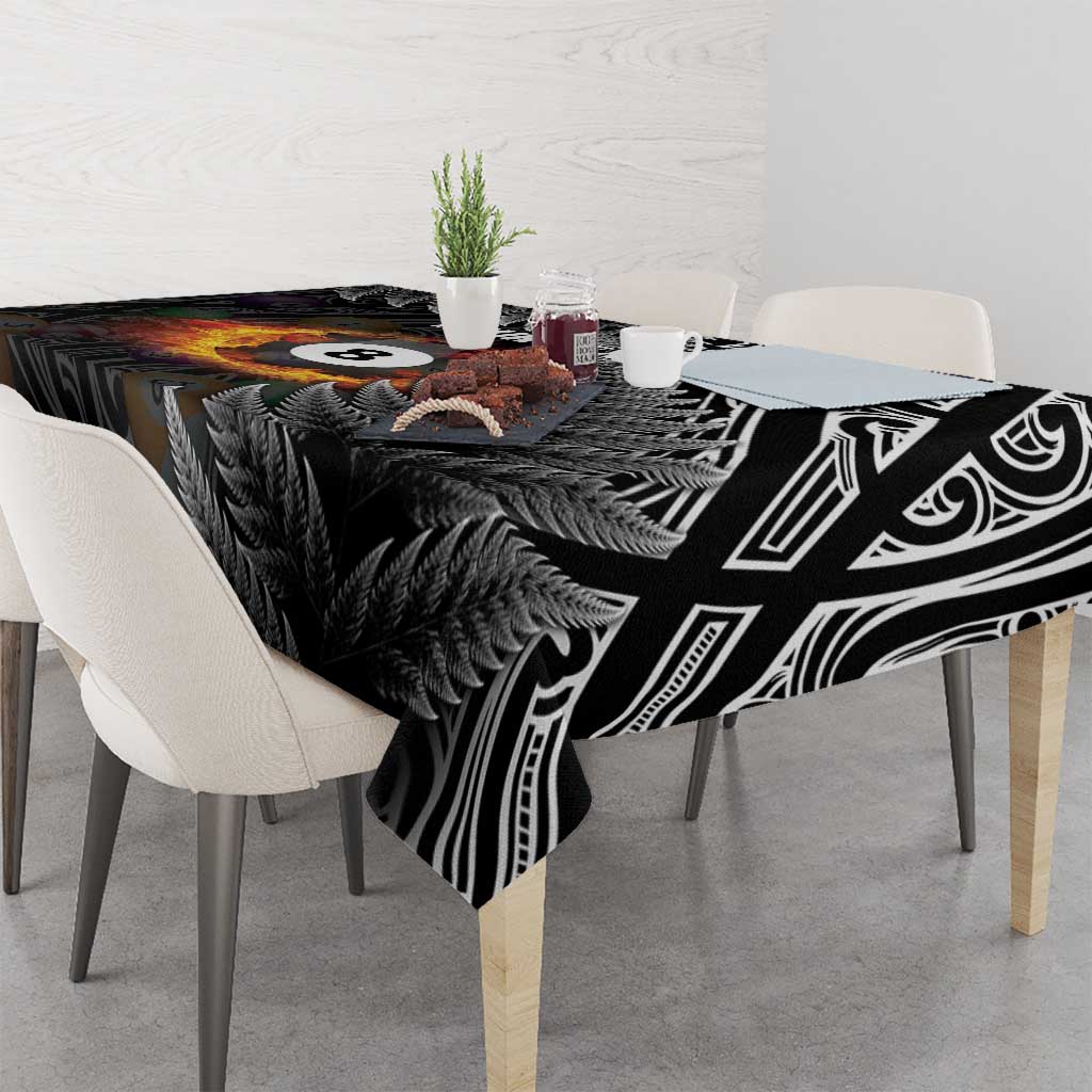 Personalised New Zealand Billiards Tablecloth Maori Fern On Fire 8 Ball - Polynesian Pride