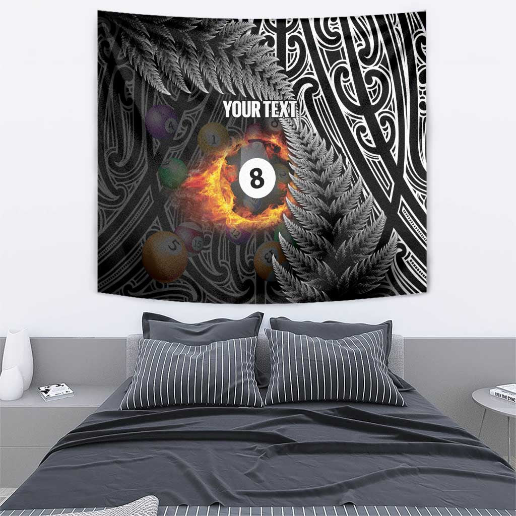 Personalised New Zealand Billiards Tapestry Maori Fern On Fire 8 Ball - Polynesian Pride