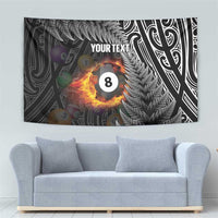 Personalised New Zealand Billiards Tapestry Maori Fern On Fire 8 Ball - Polynesian Pride