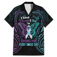 Suicide Awareness Memorial Family Matching Mermaid Dress and Hawaiian Shirt I Wear Purple and Teal For Someone I Miss - Polynesian Pride