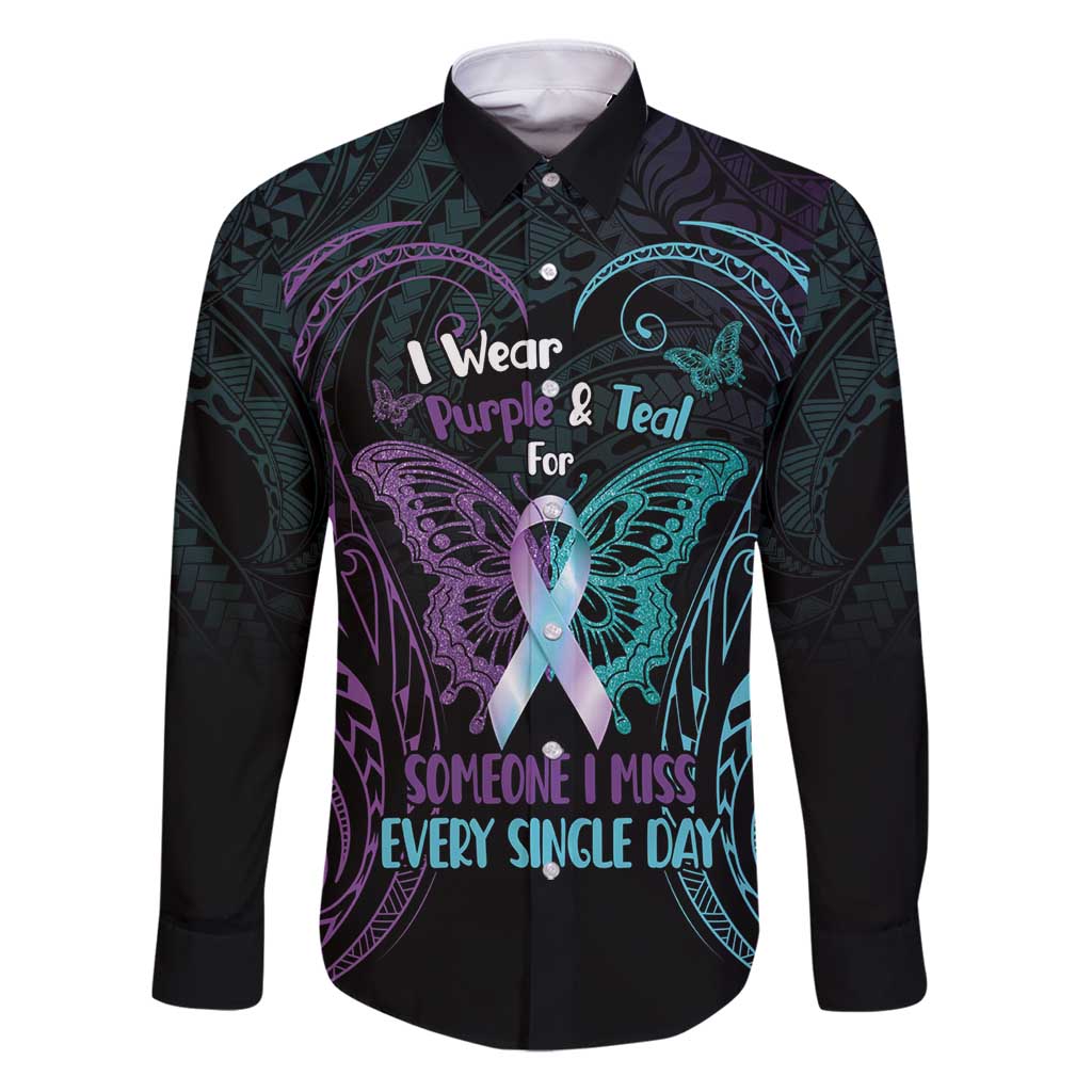 Suicide Awareness Memorial Family Matching Puletasi and Hawaiian Shirt I Wear Purple and Teal For Someone I Miss - Polynesian Pride