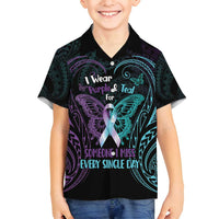 Suicide Awareness Memorial Family Matching Summer Maxi Dress and Hawaiian Shirt I Wear Purple and Teal For Someone I Miss - Polynesian Pride