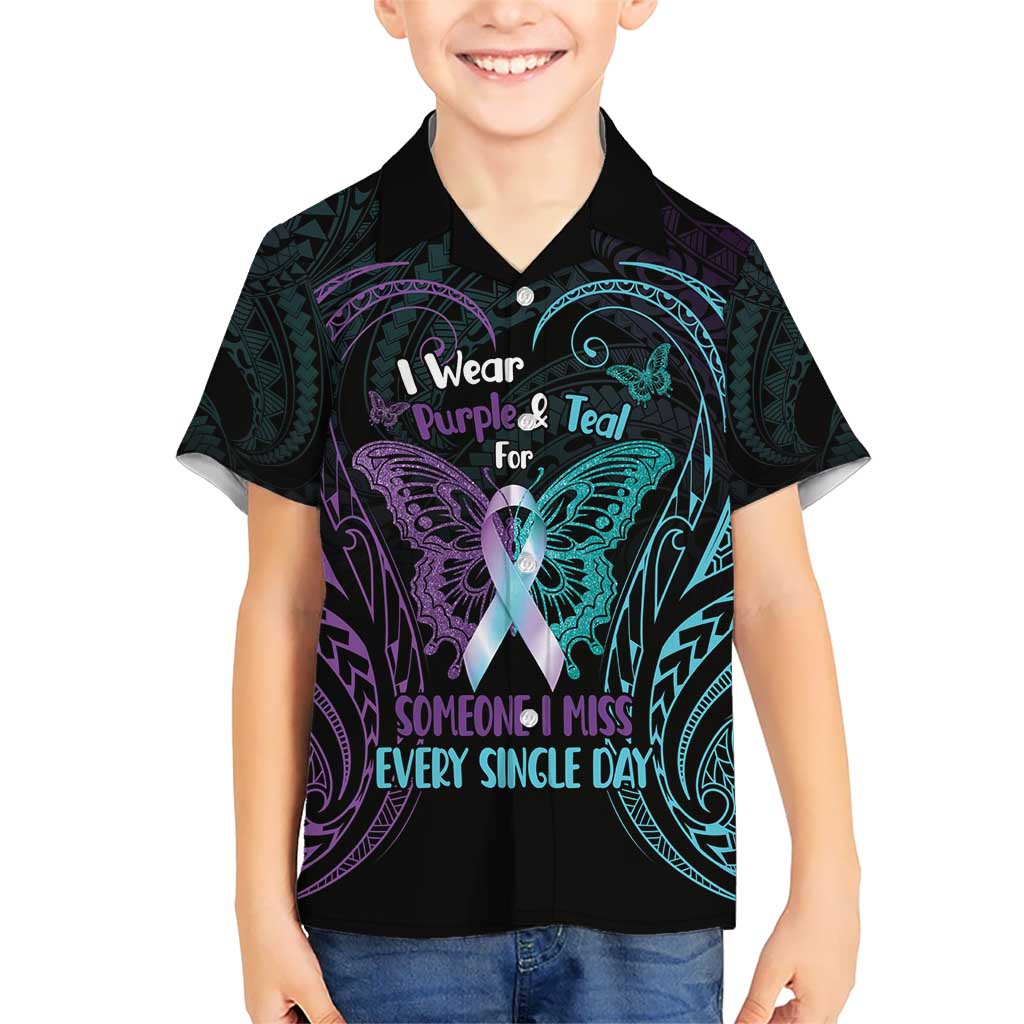 Suicide Awareness Memorial Hawaiian Shirt I Wear Purple and Teal For Someone I Miss - Polynesian Pride