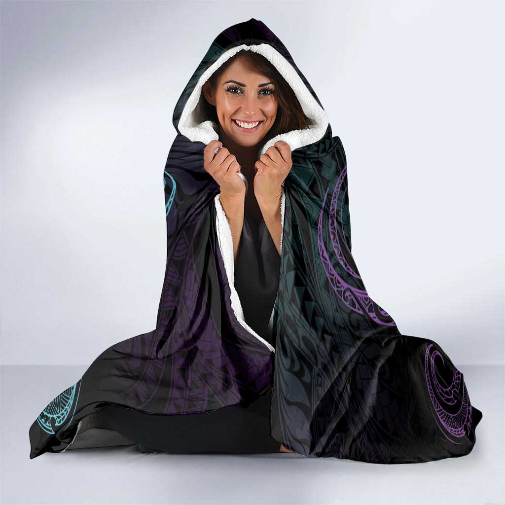 Suicide Awareness Memorial Hooded Blanket I Wear Purple and Teal For Someone I Miss - Polynesian Pride