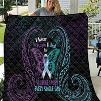 Suicide Awareness Memorial Quilt I Wear Purple and Teal For Someone I Miss - Polynesian Pride