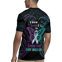 Suicide Awareness Memorial Rugby Jersey I Wear Purple and Teal For Someone I Miss - Polynesian Pride