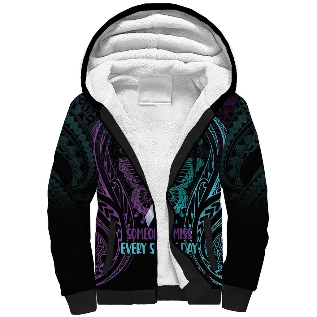 Suicide Awareness Memorial Sherpa Hoodie I Wear Purple and Teal For Someone I Miss - Polynesian Pride