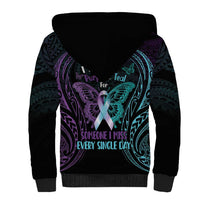 Suicide Awareness Memorial Sherpa Hoodie I Wear Purple and Teal For Someone I Miss - Polynesian Pride