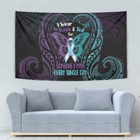 Suicide Awareness Memorial Tapestry I Wear Purple and Teal For Someone I Miss - Polynesian Pride
