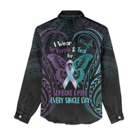 Suicide Awareness Memorial Women Casual Shirt I Wear Purple and Teal For Someone I Miss - Polynesian Pride