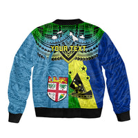 Custom Malampa Fiji Day Bomber Jacket Together We Grow Proud Polynesian Tapa Artsy LT14 - Polynesian Pride