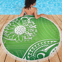 Polynesia Depression Awareness Beach Blanket Sunflower Green Ribbons Polynesian Tattoo