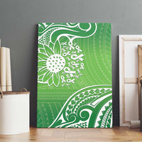 Polynesia Depression Awareness Canvas Wall Art Sunflower Green Ribbons Polynesian Tattoo