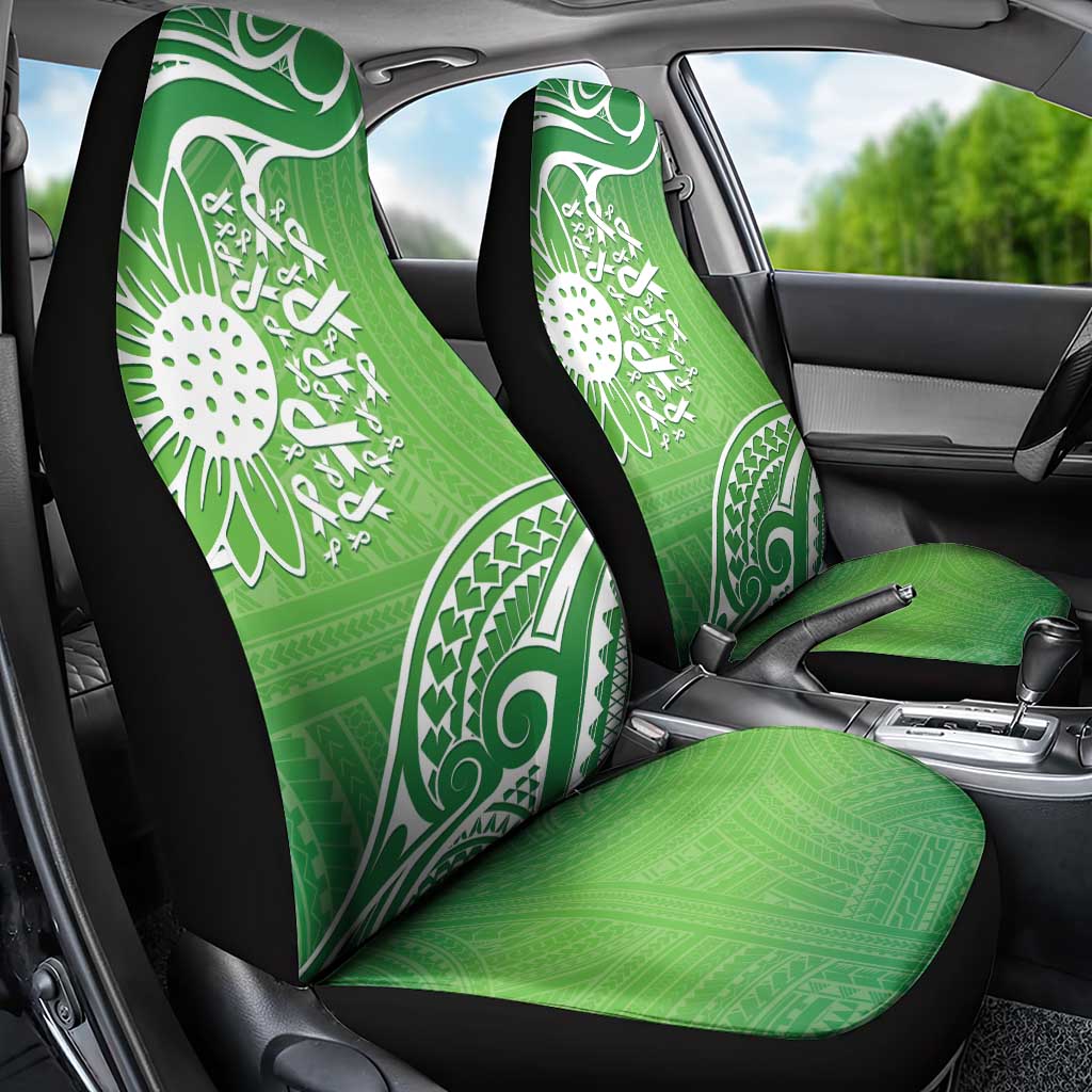 Polynesia Depression Awareness Car Seat Cover Sunflower Green Ribbons Polynesian Tattoo