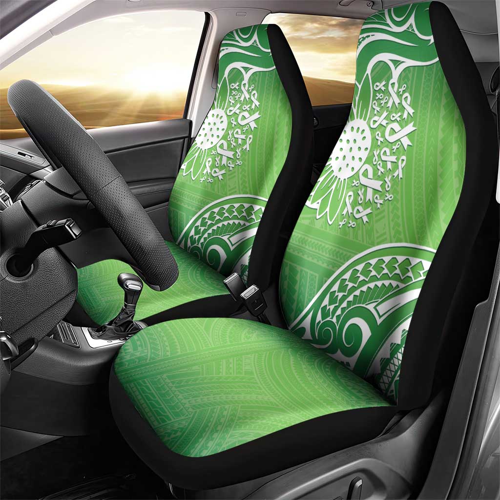 Polynesia Depression Awareness Car Seat Cover Sunflower Green Ribbons Polynesian Tattoo