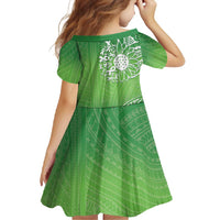 Polynesia Depression Awareness Family Matching Mermaid Dress and Hawaiian Shirt Sunflower Green Ribbons Polynesian Tattoo