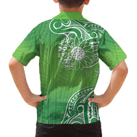 Polynesia Depression Awareness Family Matching Puletasi and Hawaiian Shirt Sunflower Green Ribbons Polynesian Tattoo