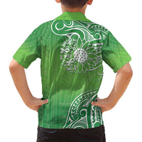 Polynesia Depression Awareness Family Matching Summer Maxi Dress and Hawaiian Shirt Sunflower Green Ribbons Polynesian Tattoo