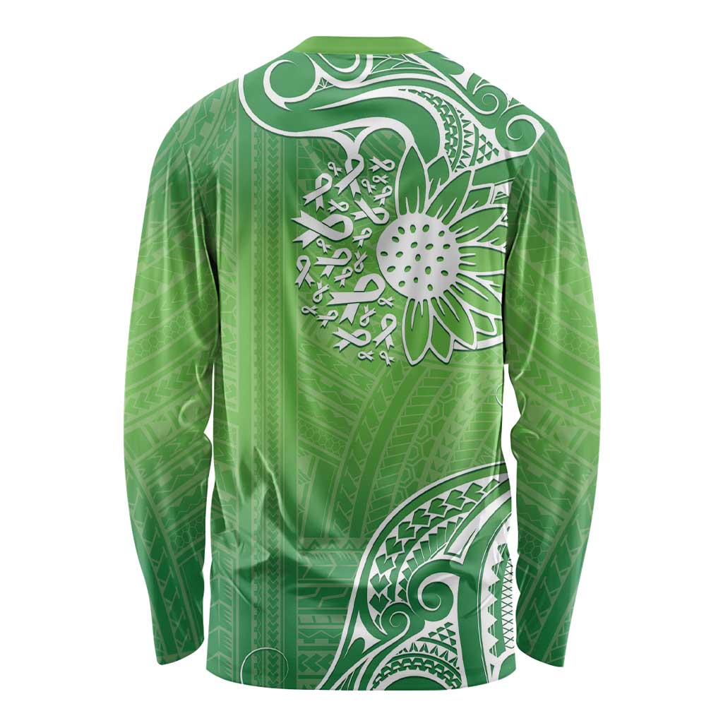 Polynesia Depression Awareness Long Sleeve Shirt Sunflower Green Ribbons Polynesian Tattoo