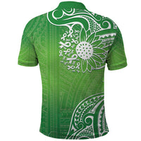 Polynesia Depression Awareness Polo Shirt Sunflower Green Ribbons Polynesian Tattoo