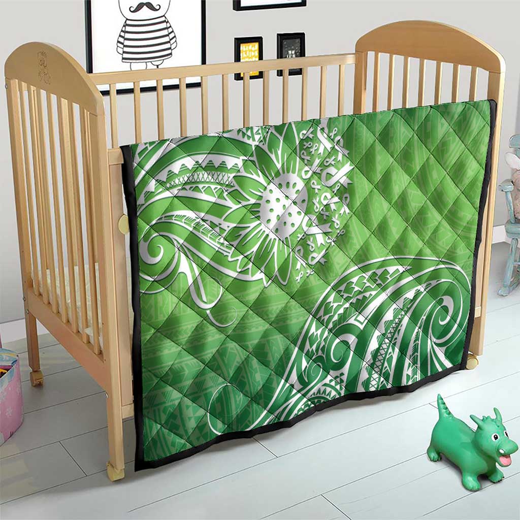 Polynesia Depression Awareness Quilt Sunflower Green Ribbons Polynesian Tattoo